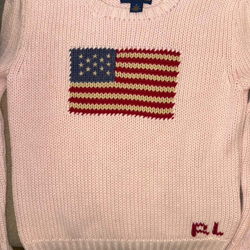 Rare Girls Polo Ralph Lauren knit American flag sweater sz 6 🇺🇸 - Picture 1 of 6